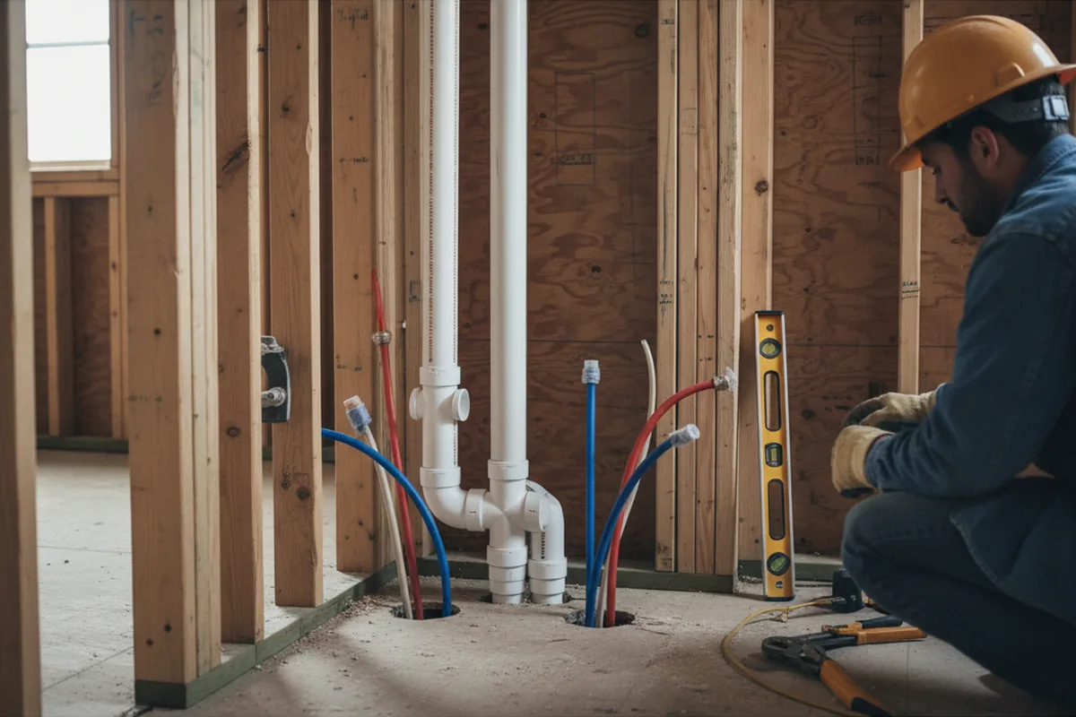 Drain and supply rough-in during Sump Pump Repair in Saint Joseph