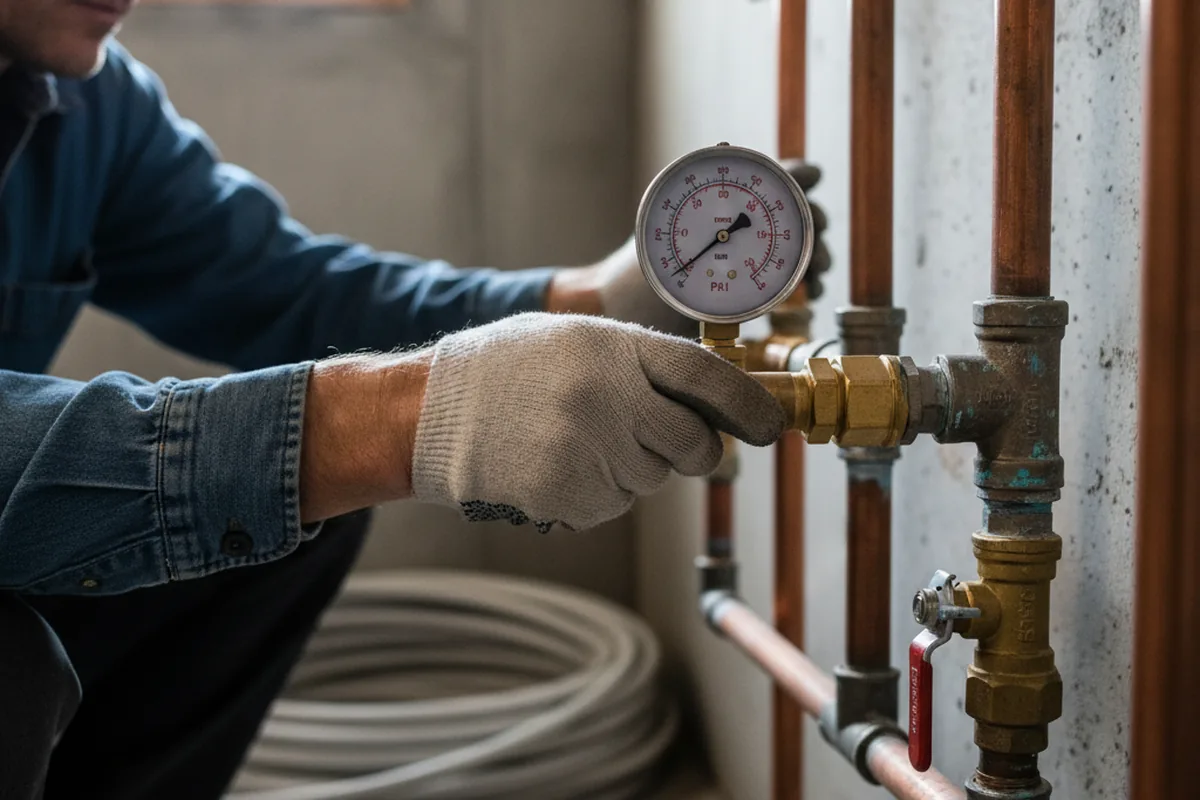 Pressure testing a repaired line during Water Line Repair in Saint Joseph